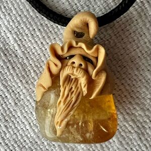 Handcrafted Citrine Wizard Pendant Necklace/Signed by Artist